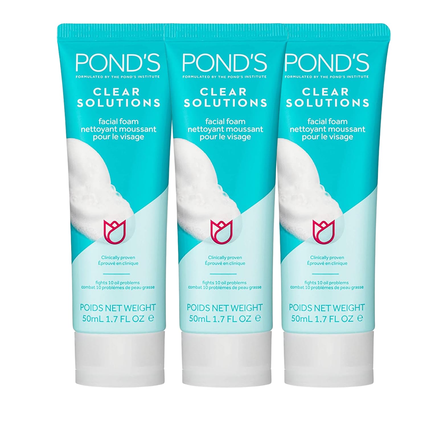 Pond's Clear Solution Foaming Face Wash Removes Excess Oil for Oily Skin 1.7 Fl Oz (Pack of 3) Best Selling Face Cleanse
