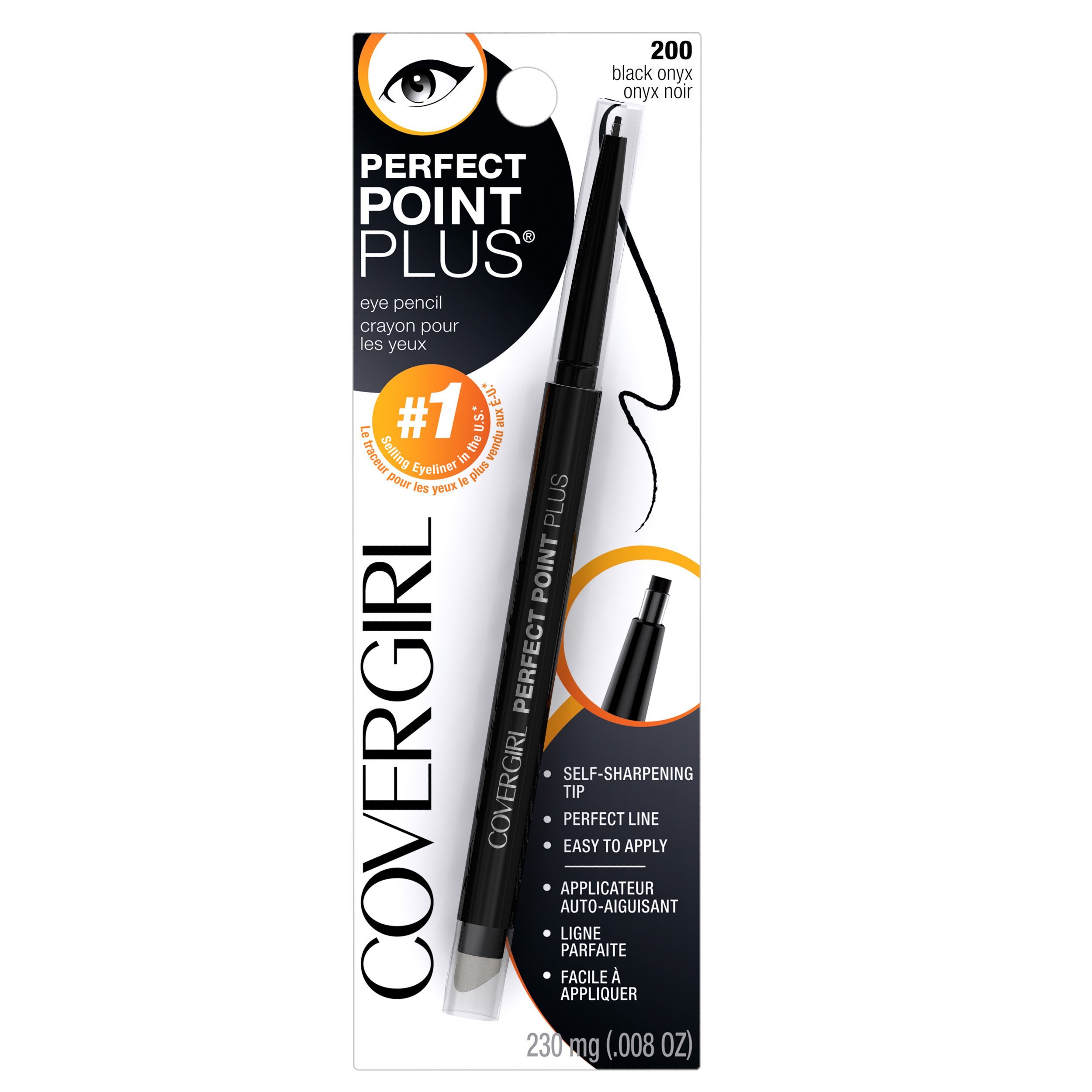 COVERGIRL Perfect Point PLUS Black Eyeliner Pencil for Smudgable Eyes and Easy Application (Self-Sharpening)